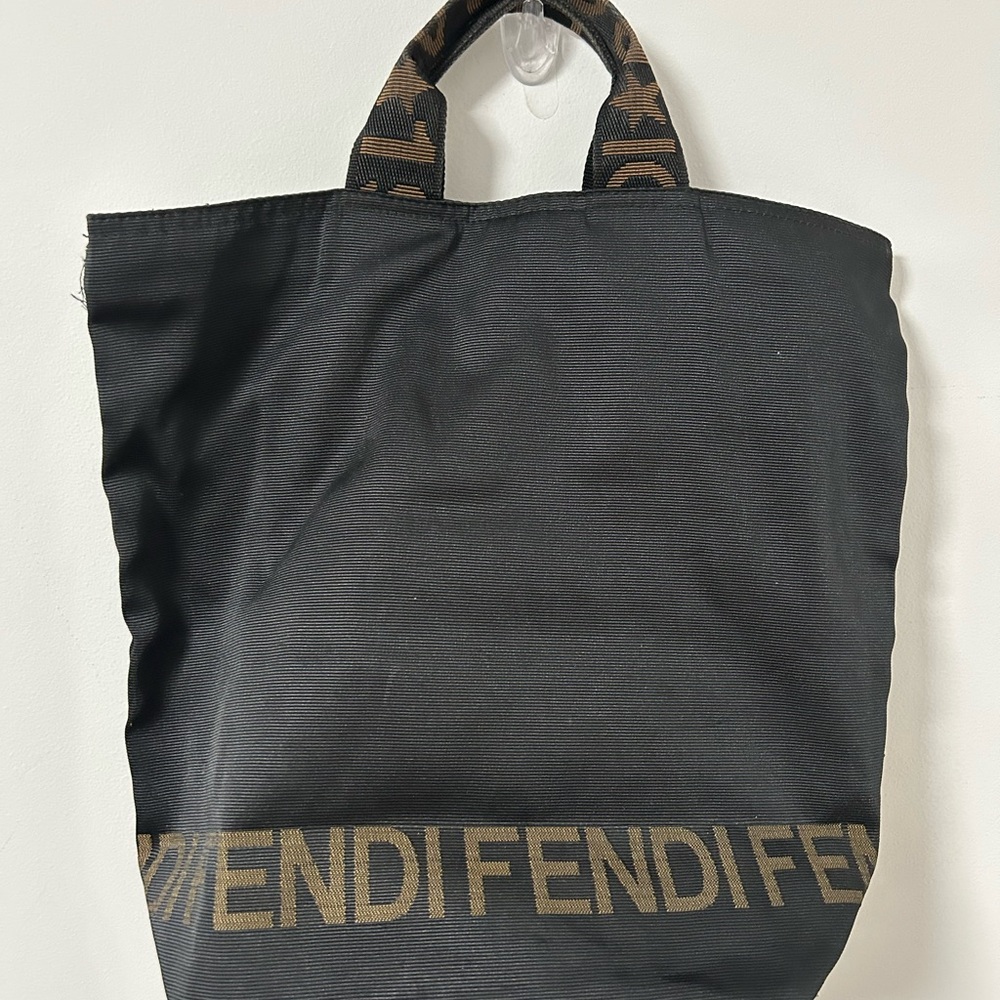 Fendi Black and Tan Nylon Tote